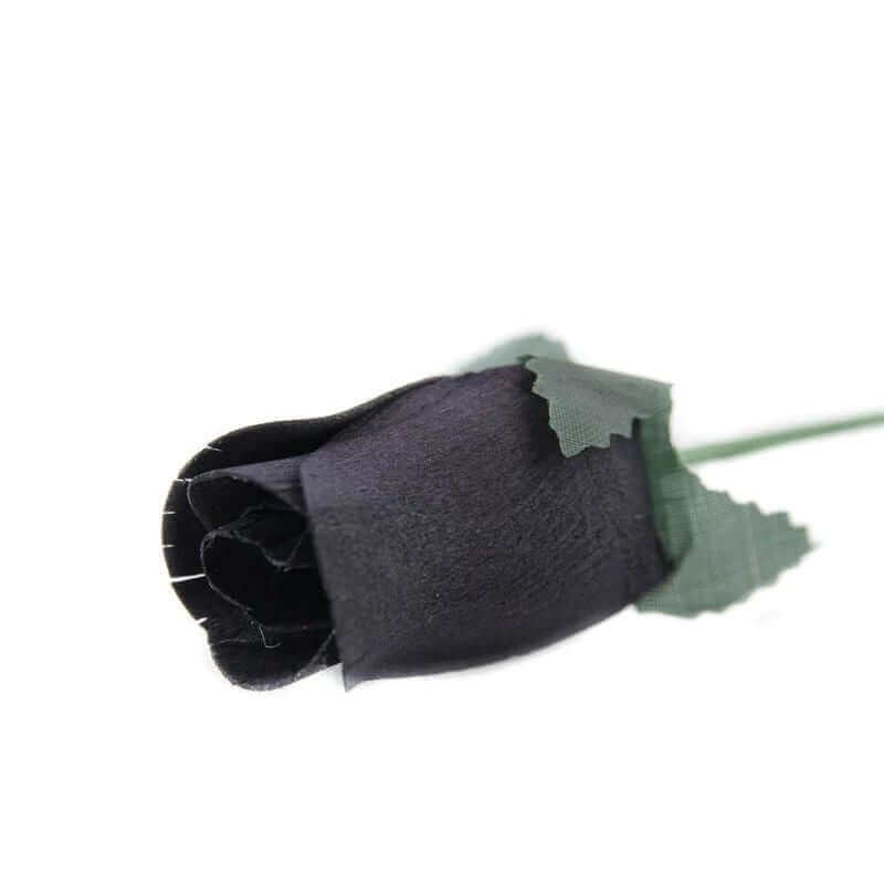 Wooden Closed Bud Rose #41 - Black