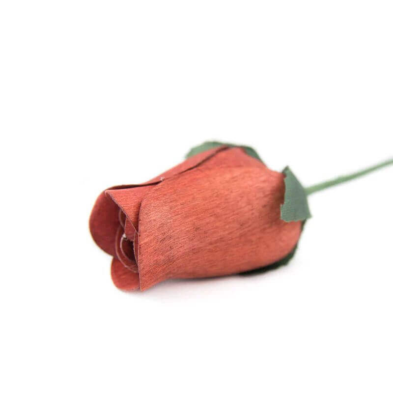 Wooden Closed Bud Rose #43 - Chestnut