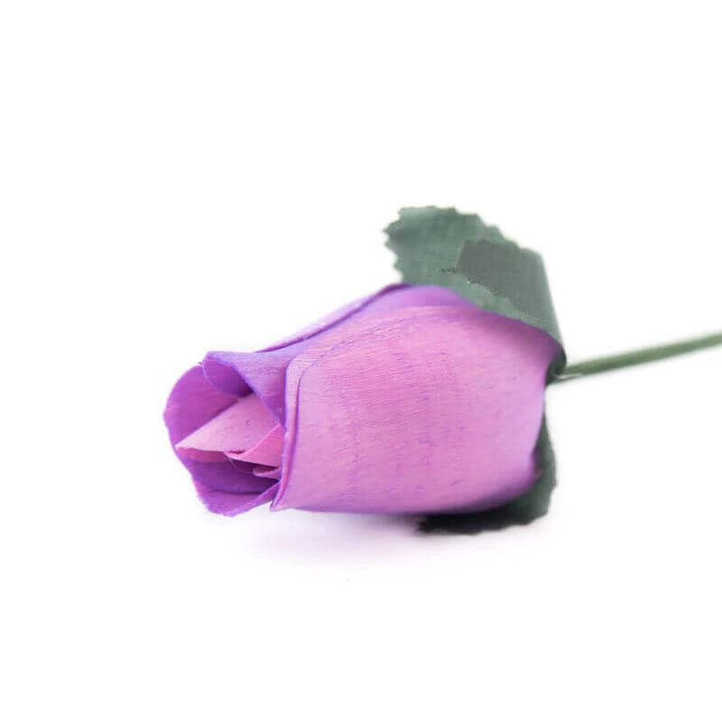 Wooden Closed Bud Rose #45 - Lavender