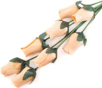 Wooden Closed Bud Rose #46 - Peach