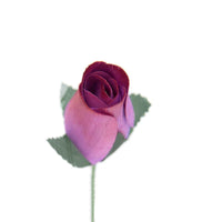 Wooden Closed Bud Rose #48 - Purple With Burgundy Tips