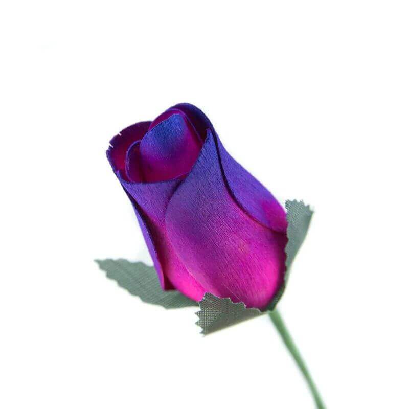 Wooden Closed Rose Bud - Hot Pink With Blue Tips · wooden.flowers