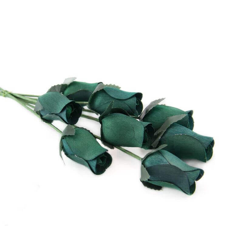 Wooden Closed Bud Rose #55 - Forest Green
